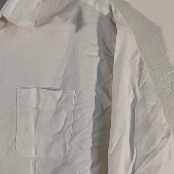 H2H White Linen Blend Button Up Pocket Casual Shirt - Picture 2 of 6